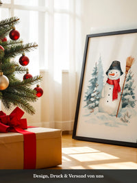 Schneemann Wald Aquarell