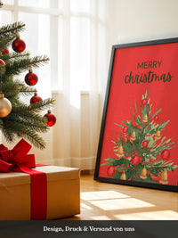 Weihnachtsbaum Aquarell Rot