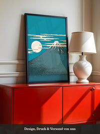 Berg Mond Illustration Türkis