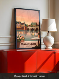 Maastricht Brücke in Abenddämmerung