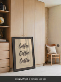 Kaffee Schriftzug Dreifach Braun