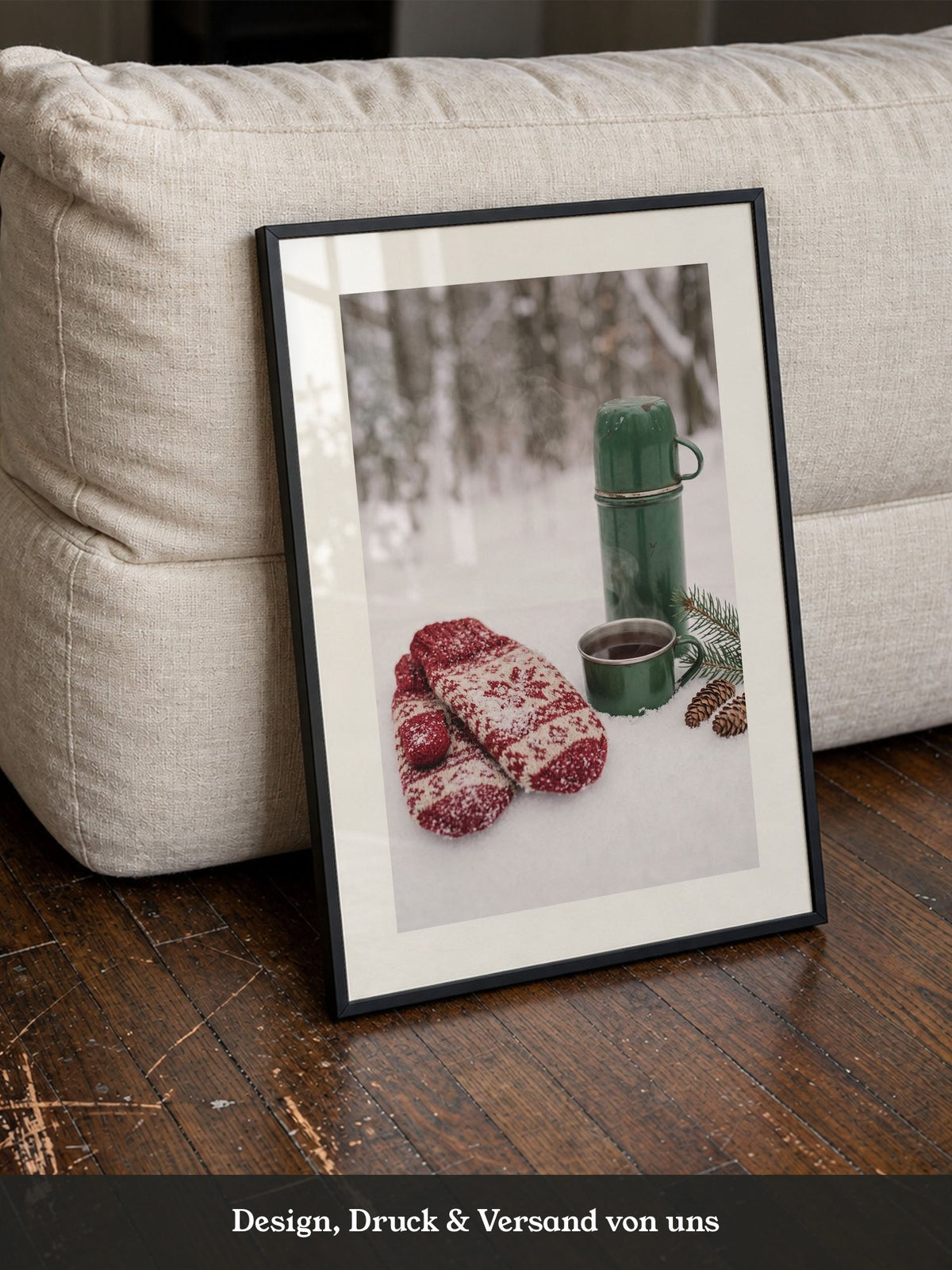 Thermoskanne Winterwald Schnee