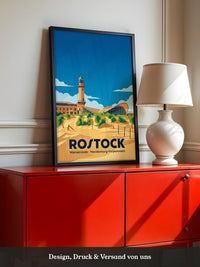 Rostock Leuchtturm Strand Illustration