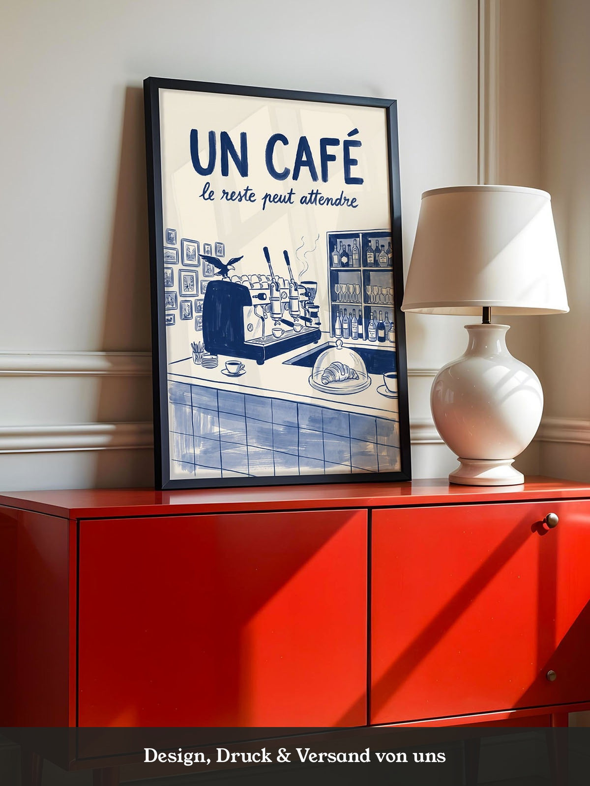 Café Barista Illustration Blau
