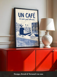 Café Barista Illustration Blau