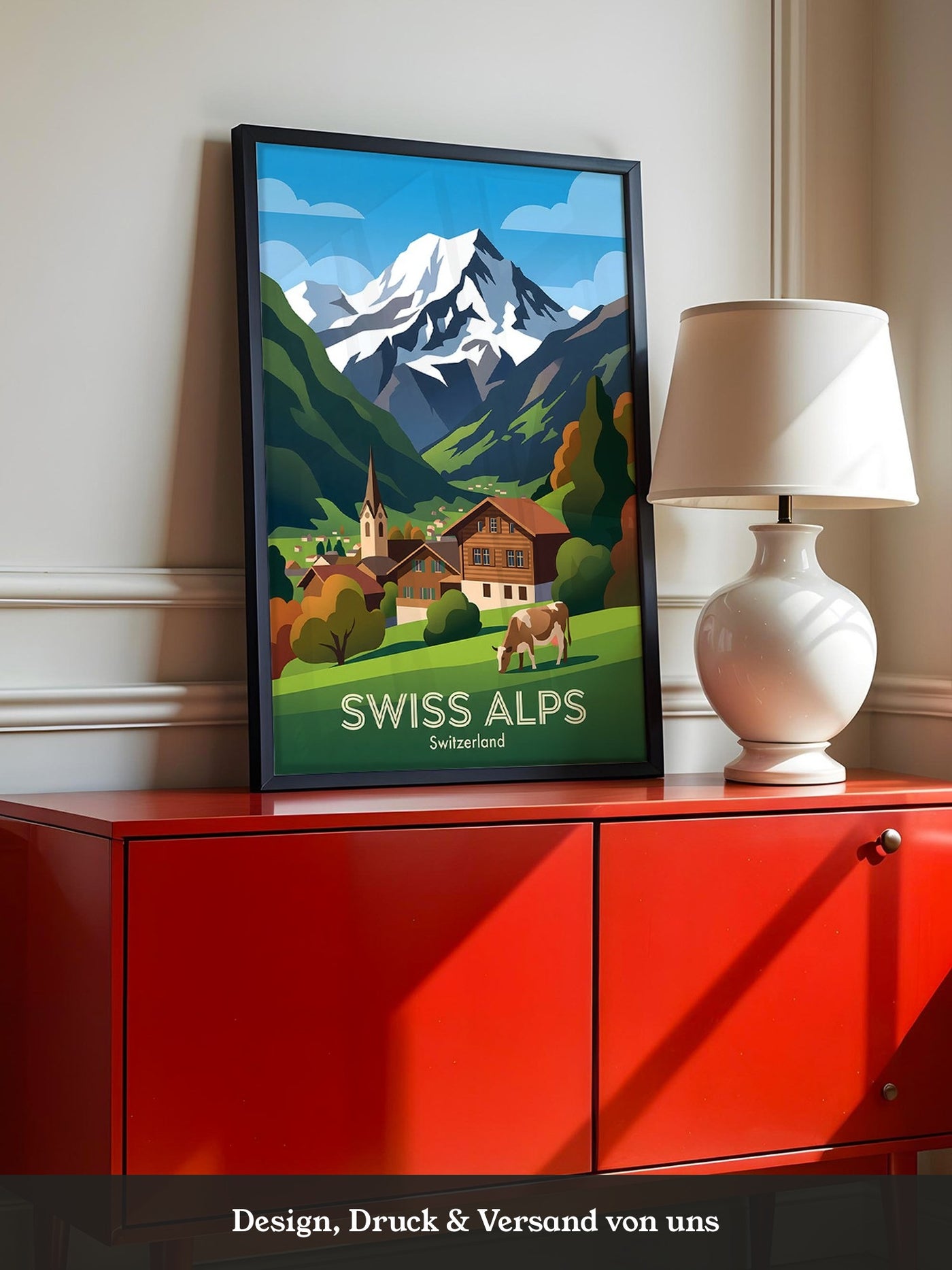 Alpine Idylle gemalt Schweiz