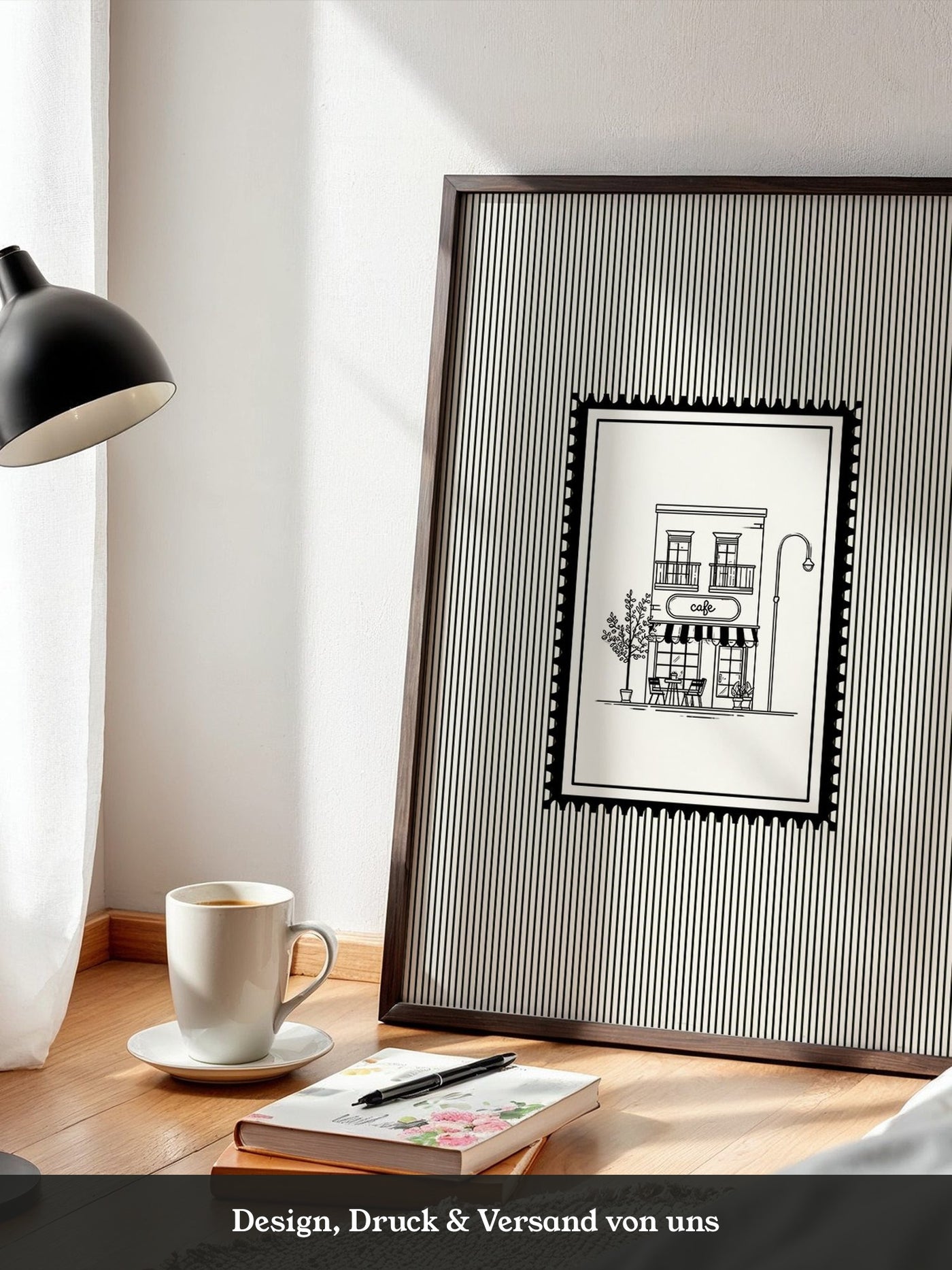 Café Illustration Streifenoptik