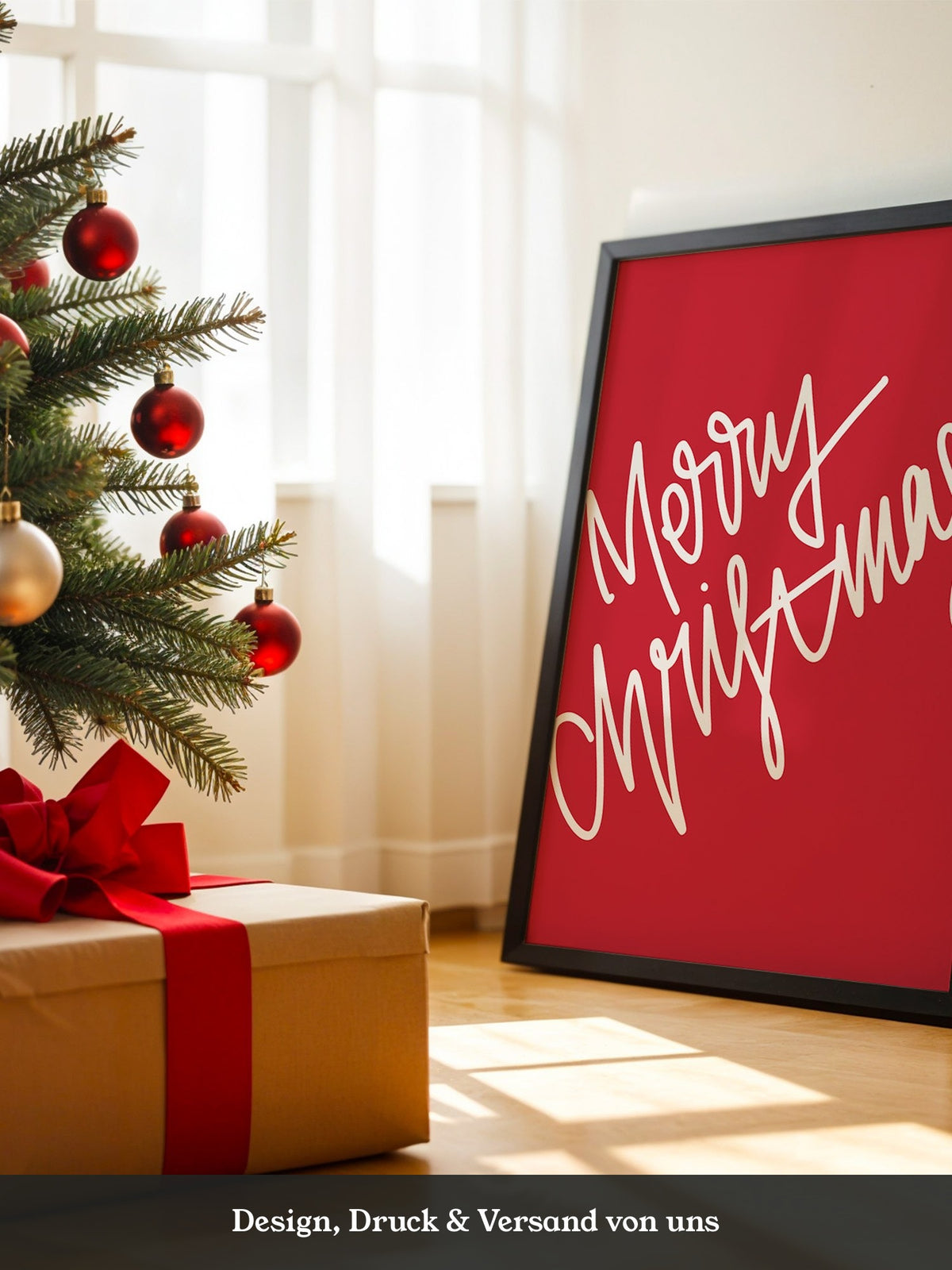 Weihnachtsgruß Kalligrafie Rot