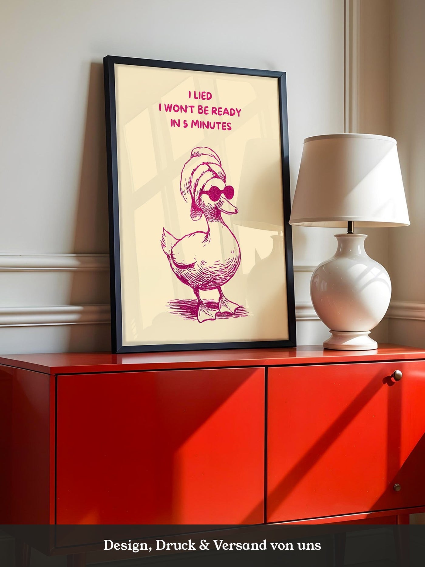 Ente Turban Humor Rosazeichnung