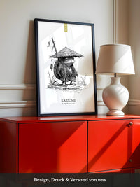 Frosch Samurai Linie Kunst
