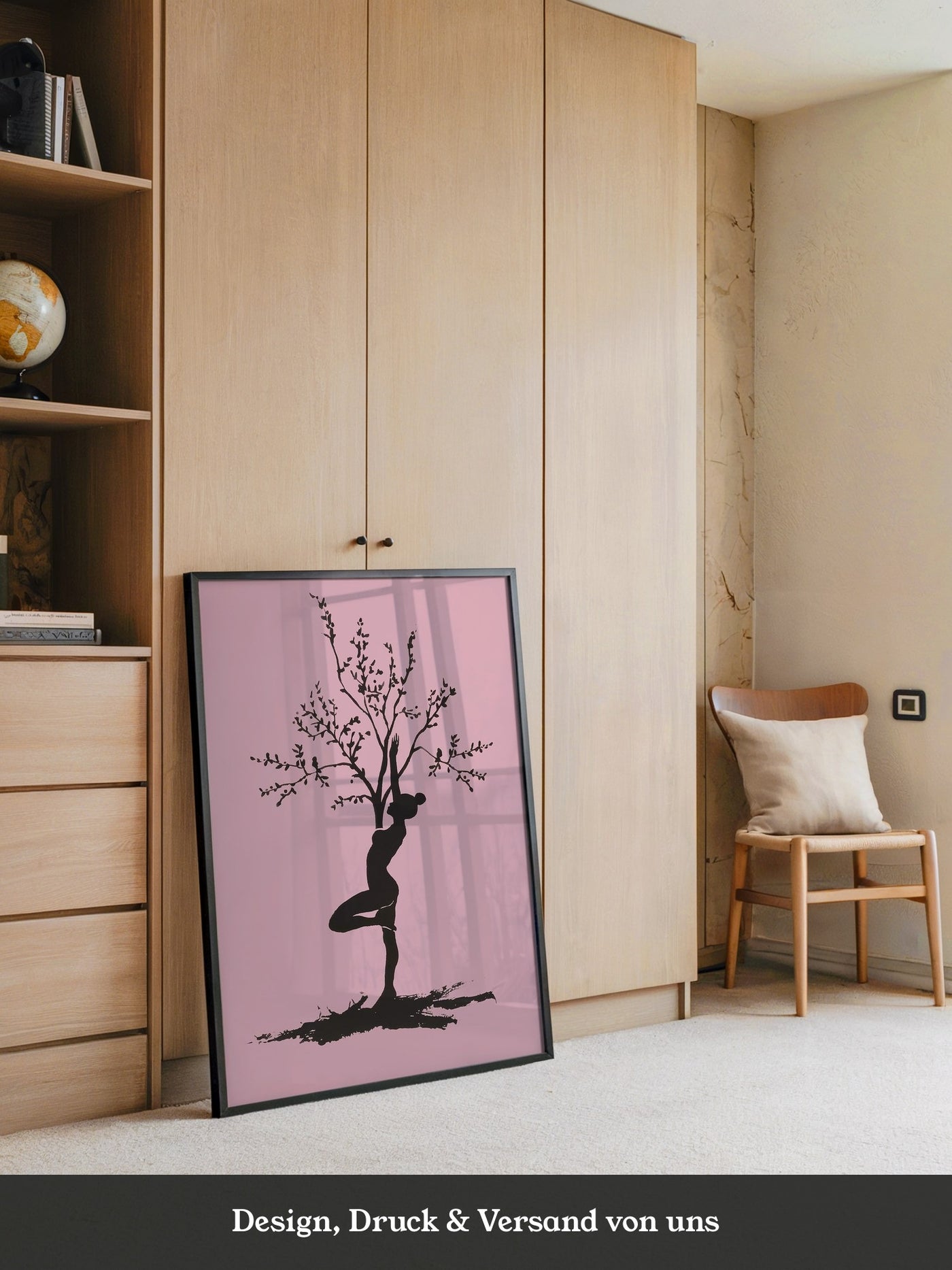 Yoga Baum Silhouette Rosa