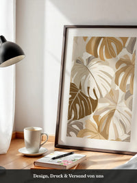 Monstera Blätter Pastell Braun