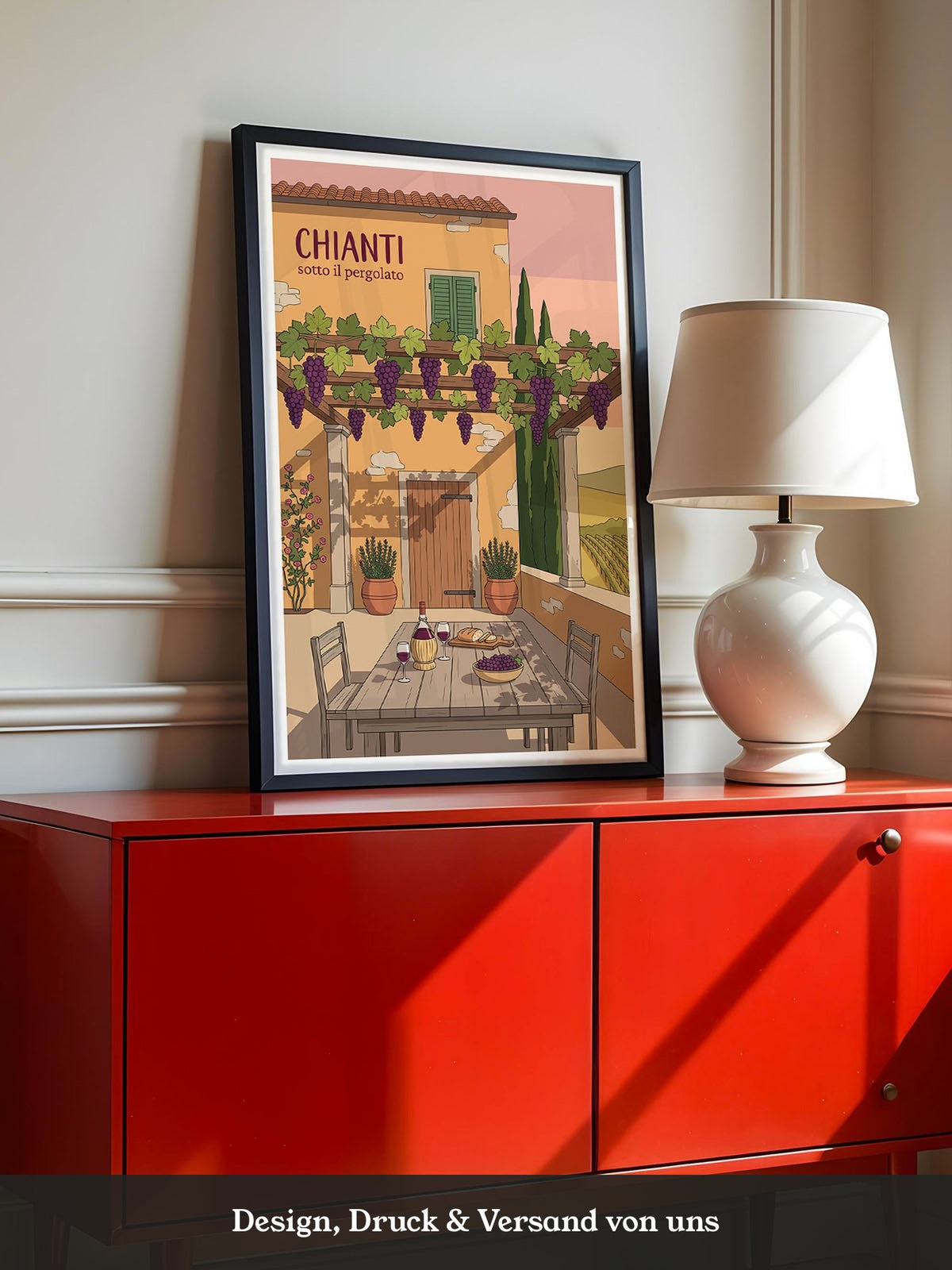 Chianti Pergola Wein Illustration