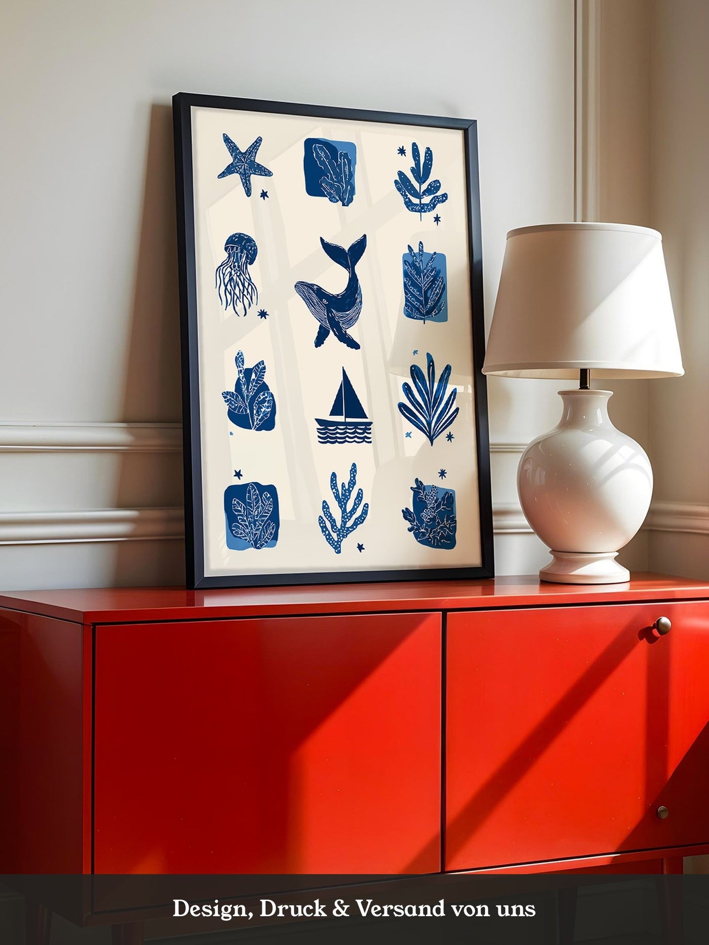 Marine Muster Blau Vintage