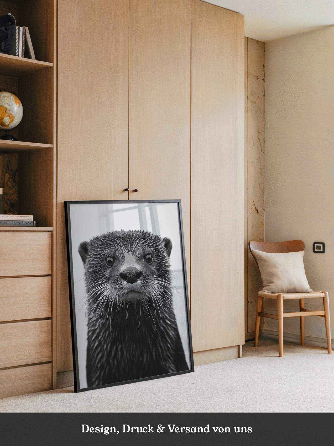 Otter Porträt Schwarzweiß
