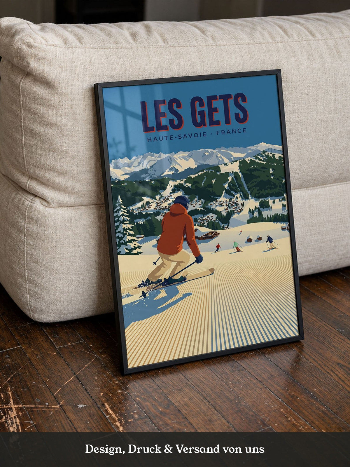 Skifahrer Berge Retro