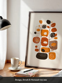 Abstrakte Blumen Braun Orange