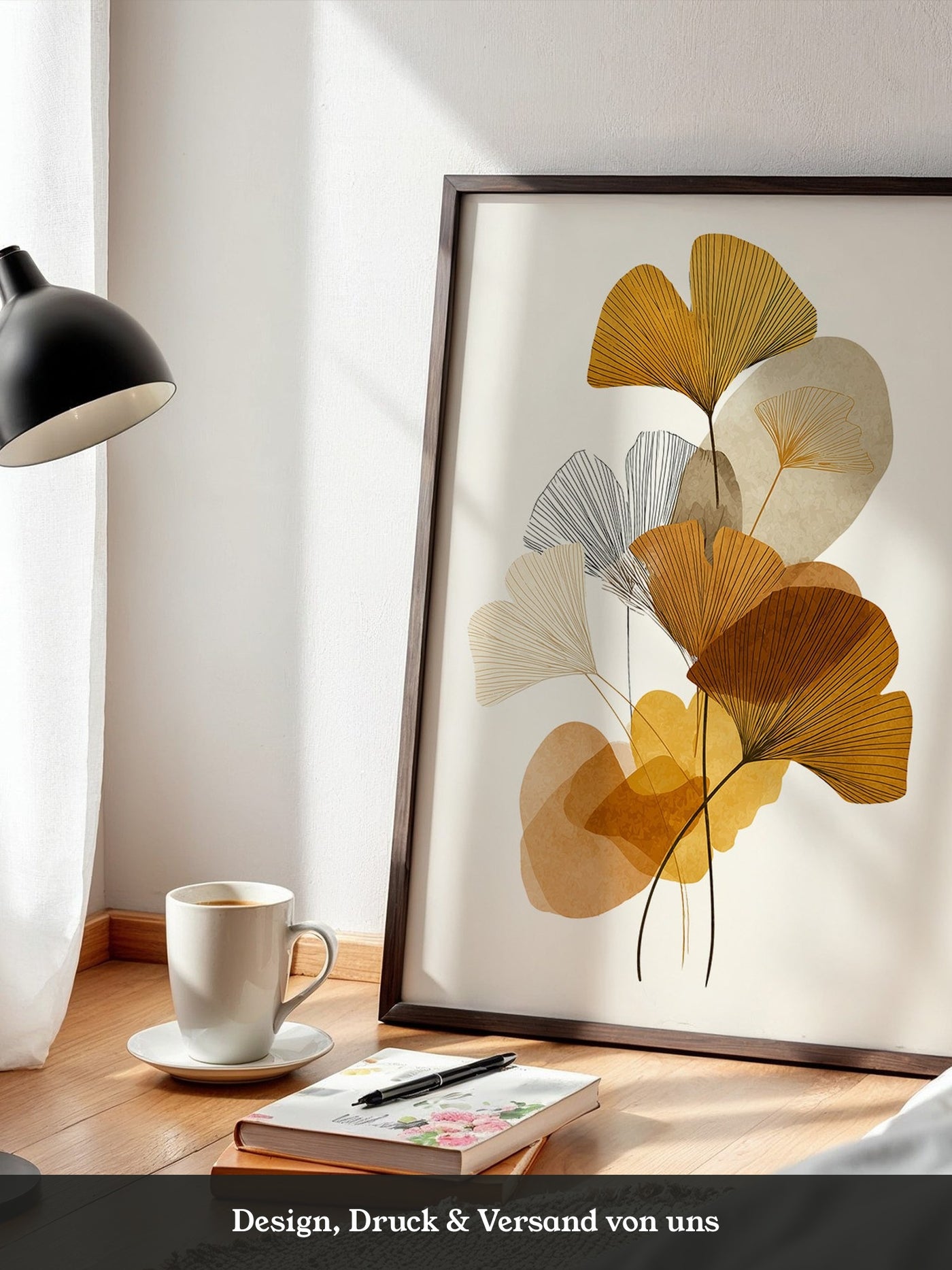 Ginkgoblätter Abstraktillustration Braun