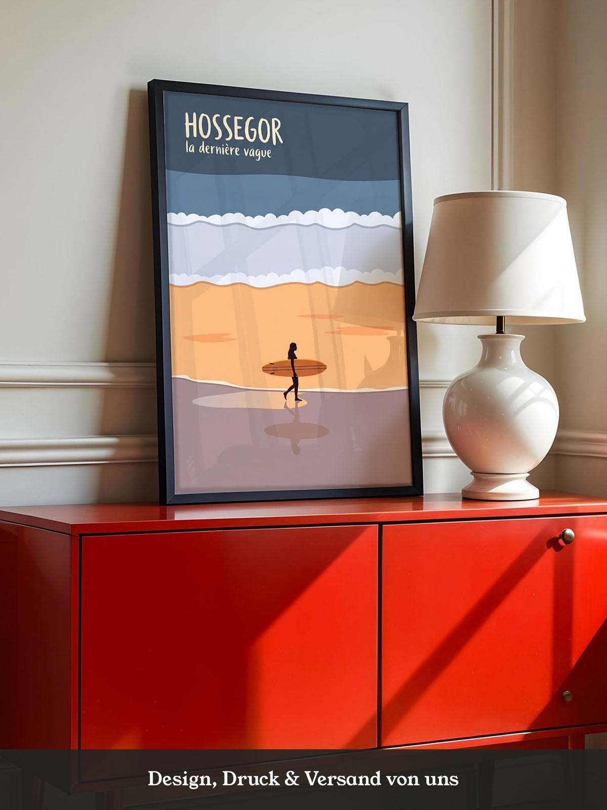 Surfer Strand Illustration Blau