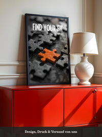 Oranges Puzzleteil Schwarz-Weiß