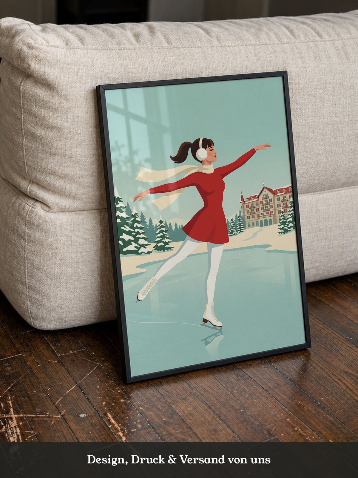 Eislauf Retro Illustration