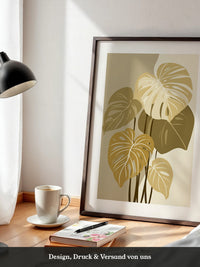Monstera Blätter Beige Töne