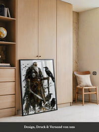 Wikingerkrieger Raben Illustration