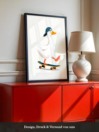 Ente Skateboard Mütze Illustration