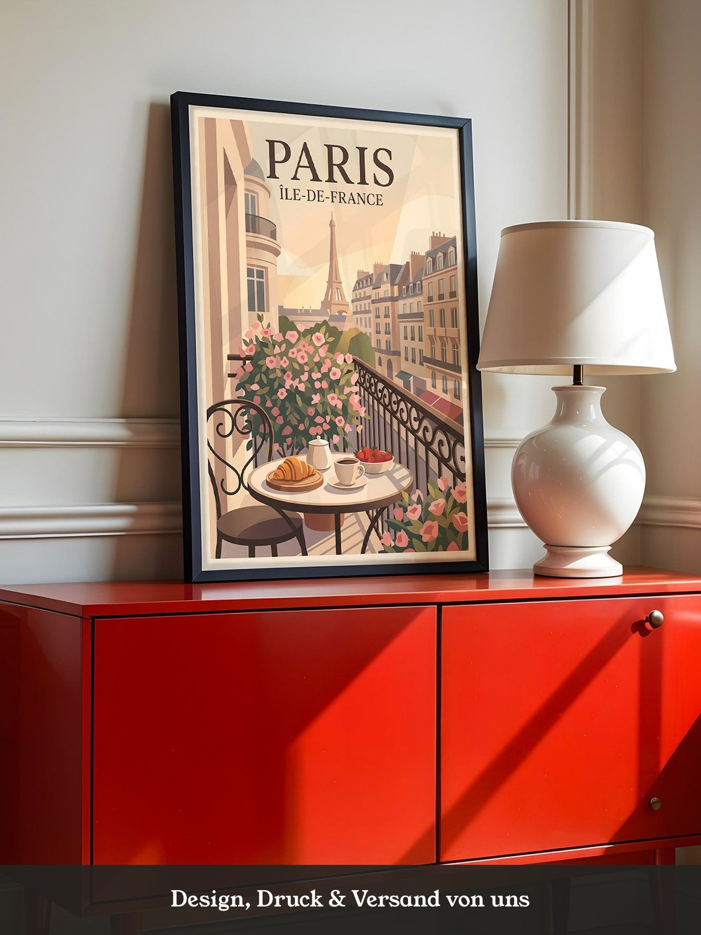 Paris Frühstück Balkon Pastell