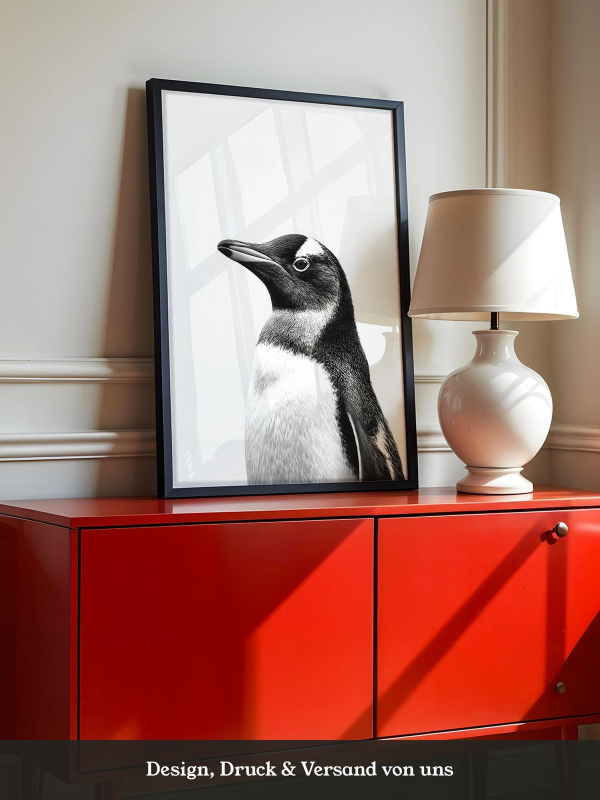 Pinguin Kopf Nahaufnahme S/W