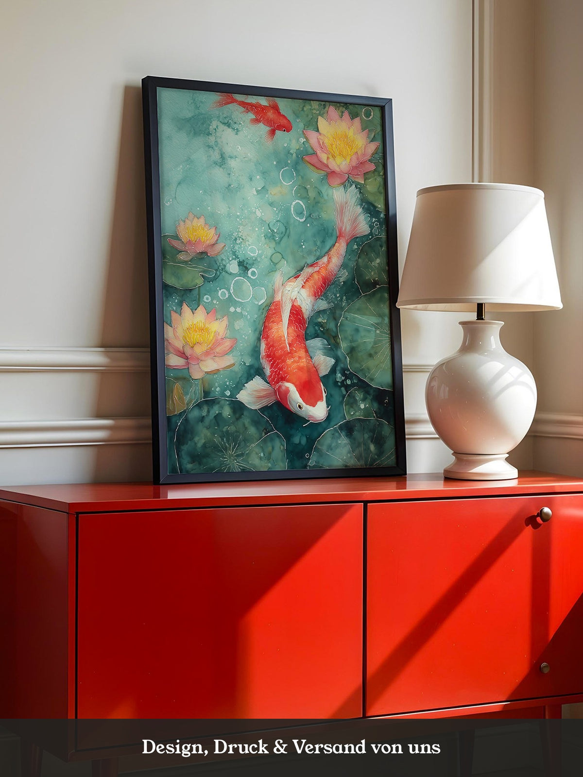 Koi im Teich Aquarell-Look