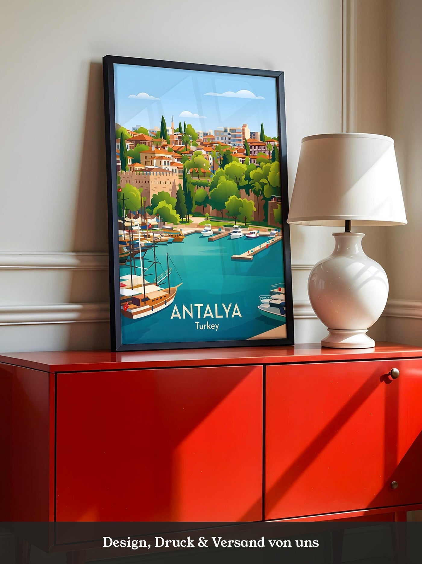 Antalya Hafen Bunte Illustration