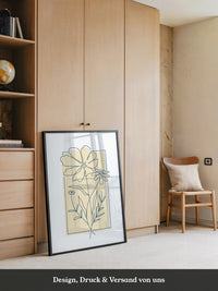 Einlinien Zeichnung Blumen Beige
