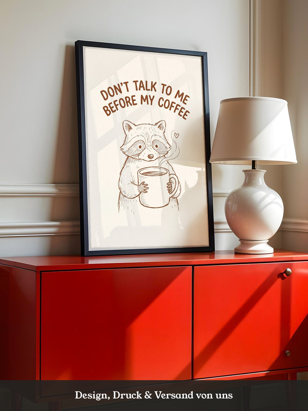 Waschbär Kaffee Morgenroutine