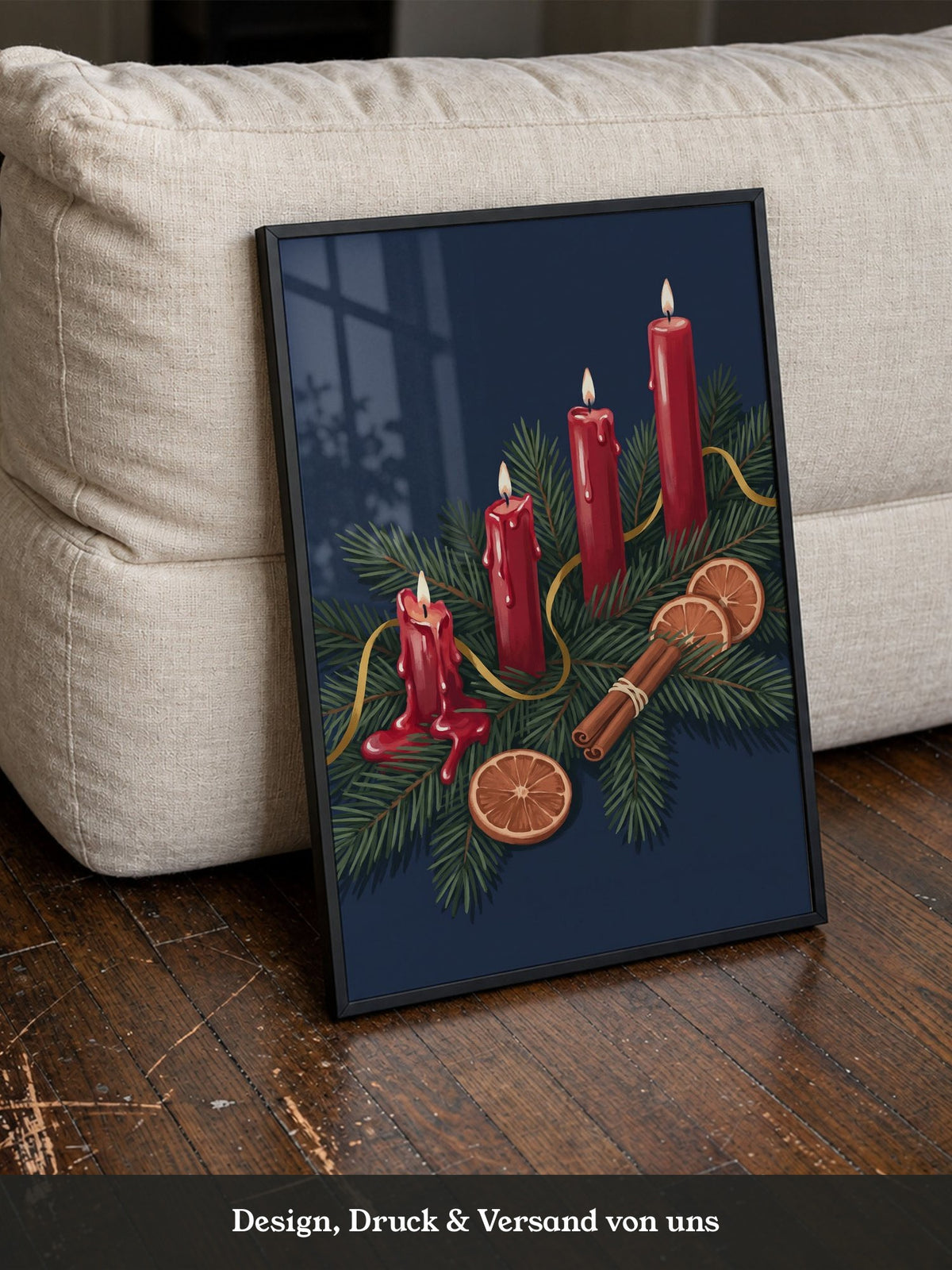 Rote Kerzen Tannenzweige Illustration