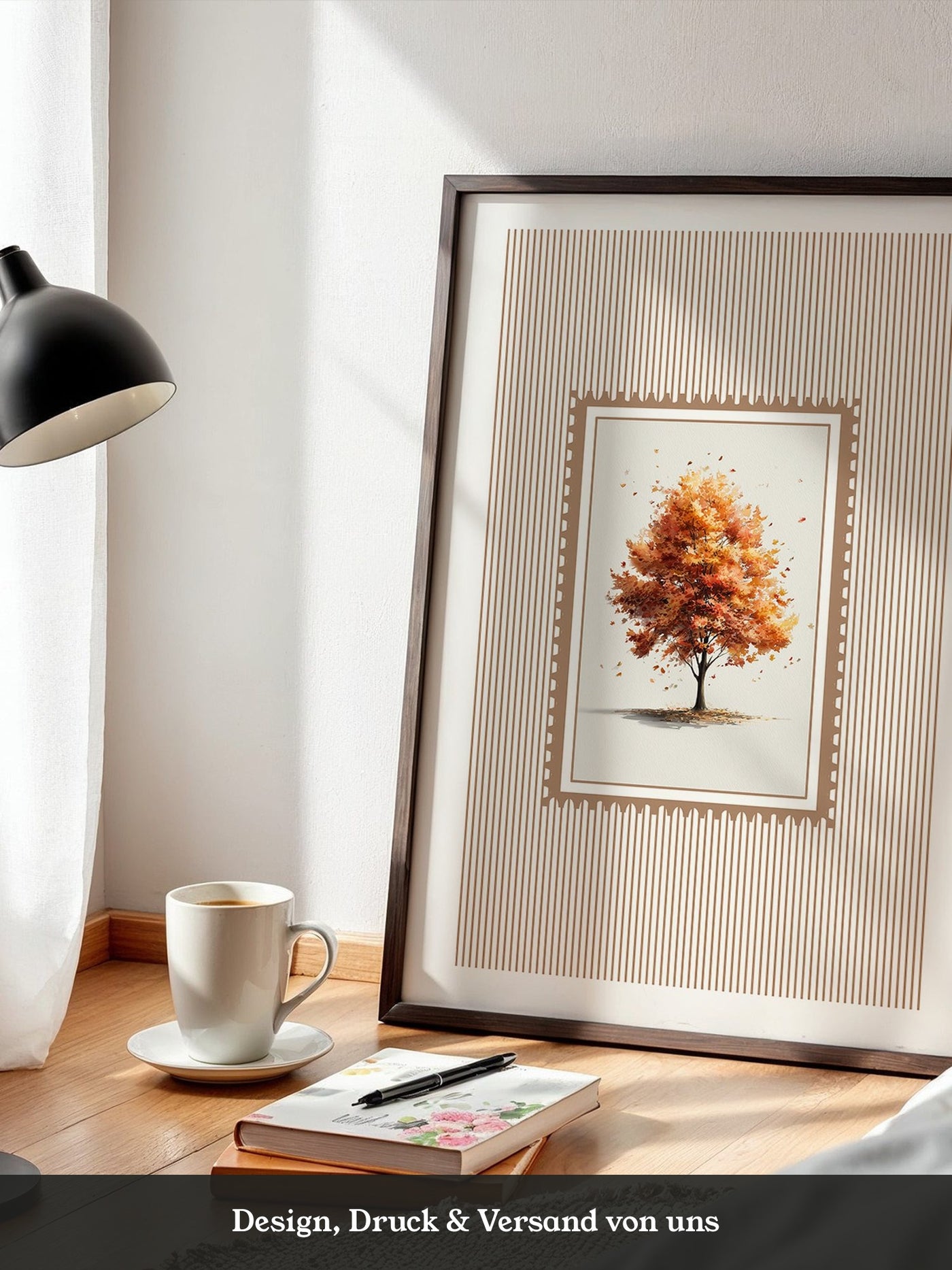 Baum Herbst Blätter Aquarell Stil