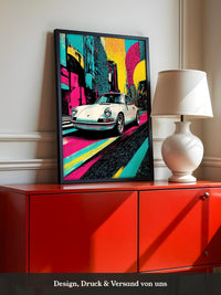 Porsche Retro Stadt Pop-Art