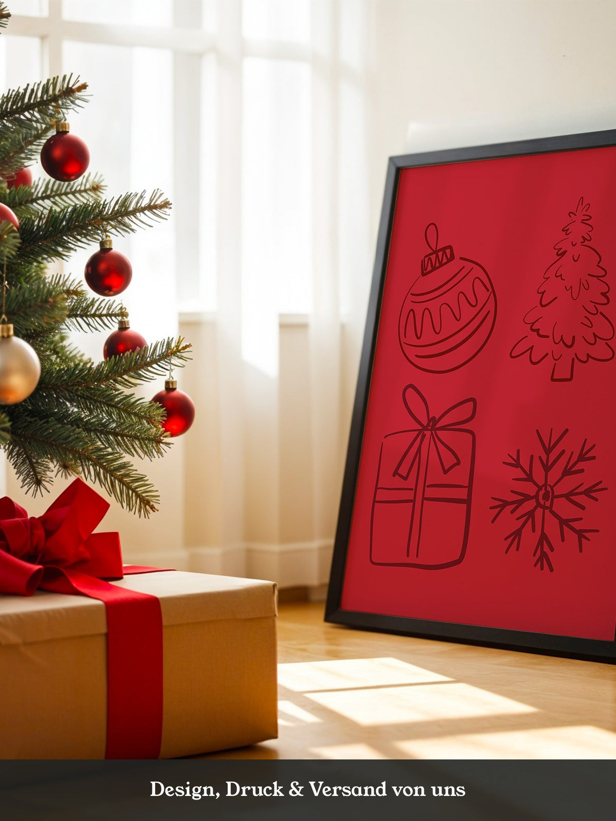 Weihnachtssymbole Rot Zeichnung