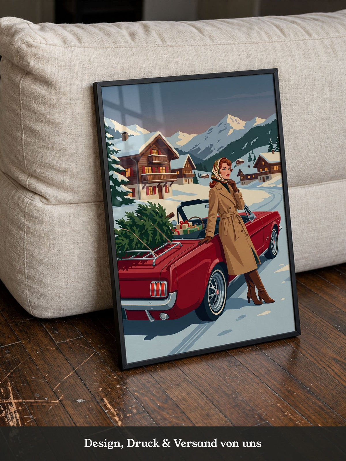 Retro Auto Winterlandschaft