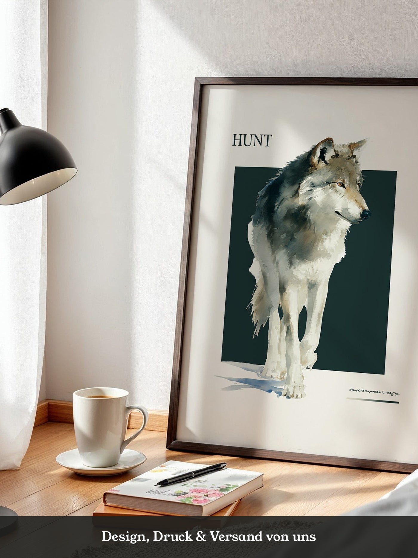 Wolf Aquarell Kunstwerk