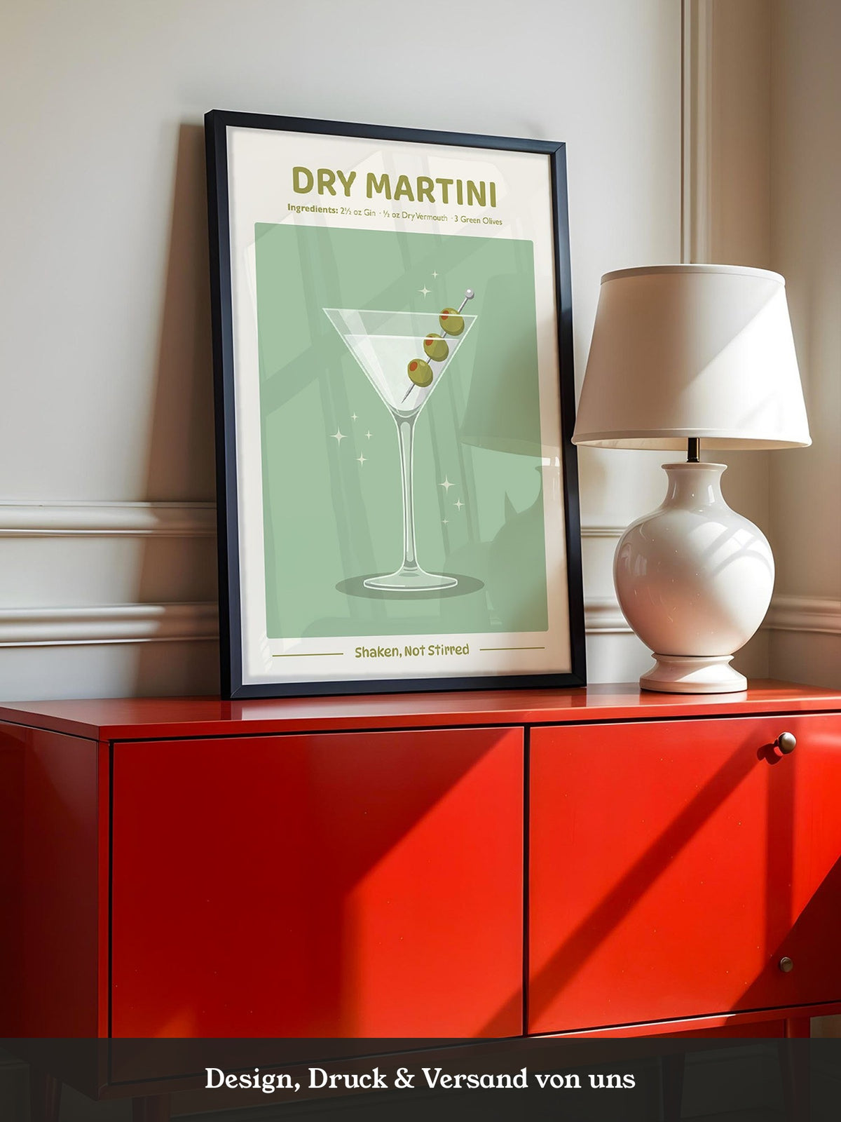 Martiniglas Oliven Shaken Glanz