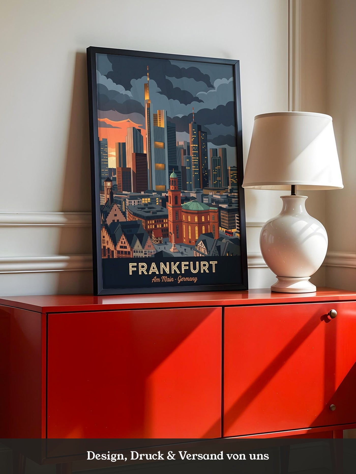 Frankfurt Skyline bei Sonnenuntergang