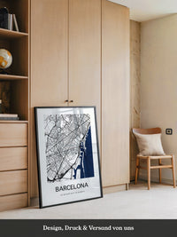 Barcelona Stadtkarte Blau Weiß