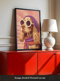 Hund mit Sonnenbrille Retro-Look