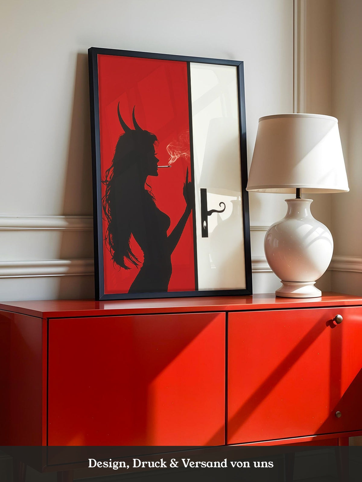 Teufel Silhouette Rote Wand