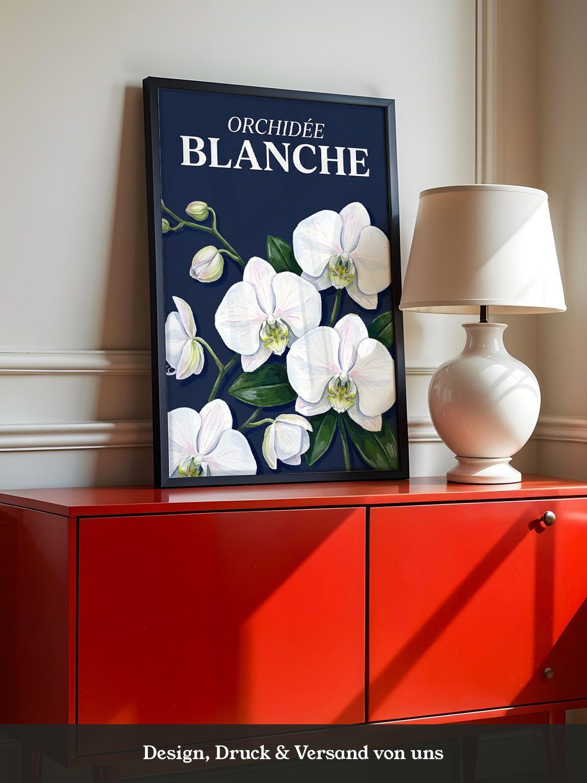 Orchideen Weiß auf Dunkelblau