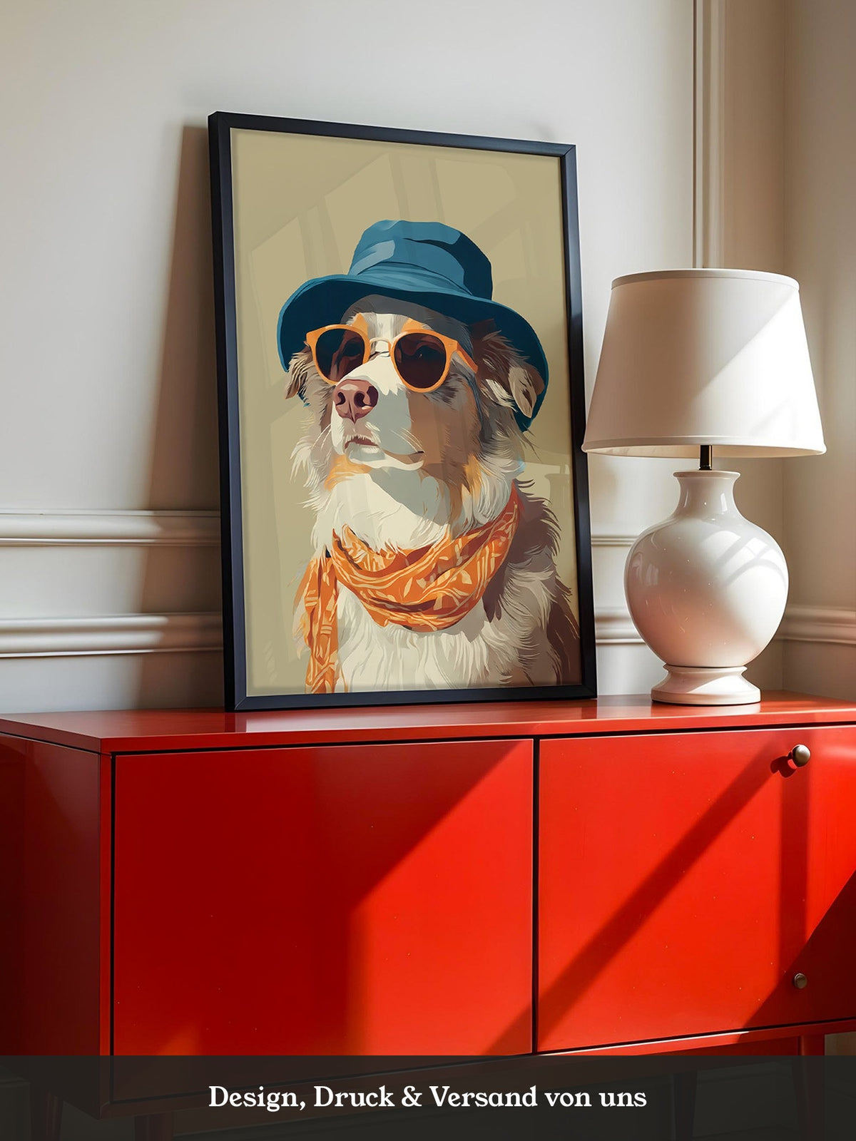 Hund mit Hut und Sonnenbrille
