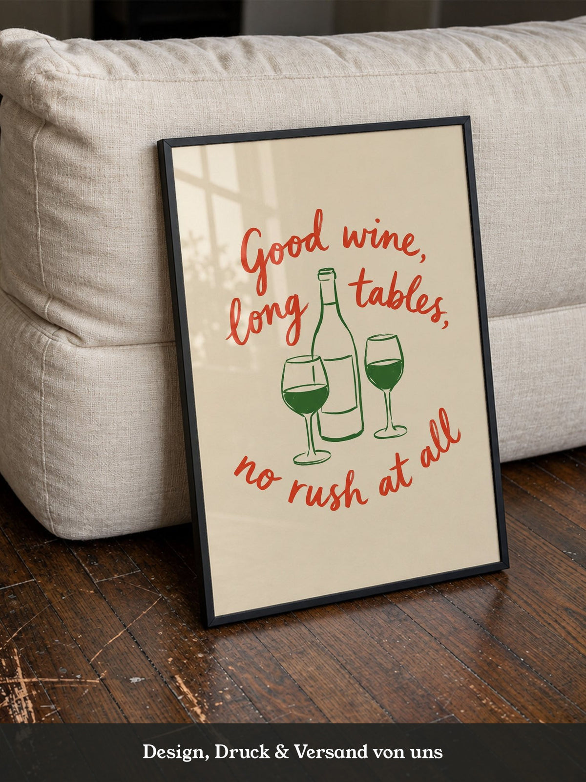 Wein Spruch Kunstdruck Rot