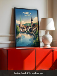 Zurich Fluss Altstadt Pastell