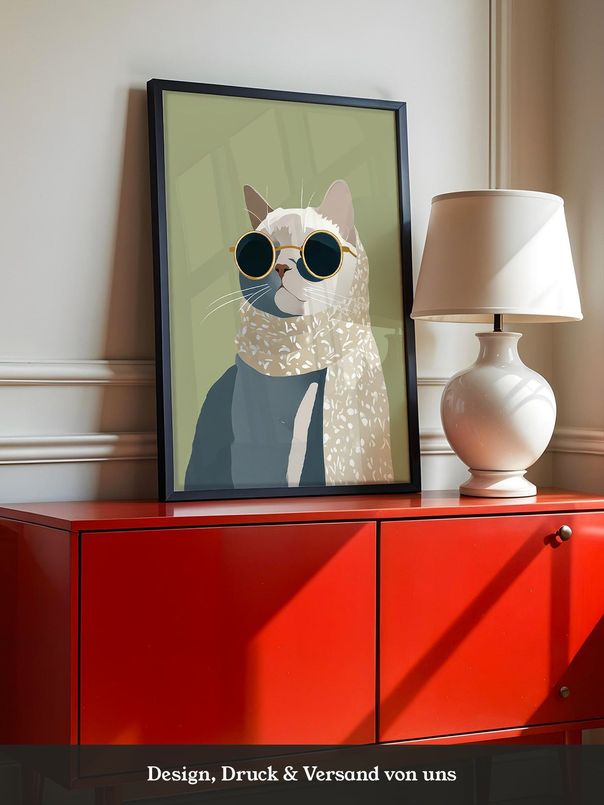 Katze mit Sonnenbrille Vintage-Look